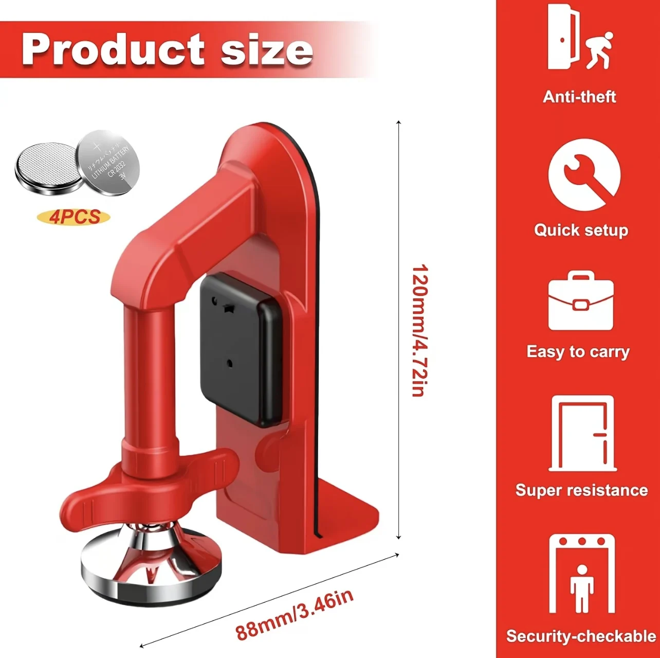 Door Stop Alarm - 1 adet Taşınabilir Alarm Kapı Kilidi